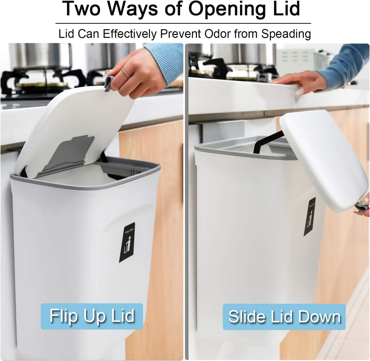 Wall-Mounted Kitchen Scrap Container 2.4 Gallon with Airtight Seal for Under Cabinet or Door Use | Thomler