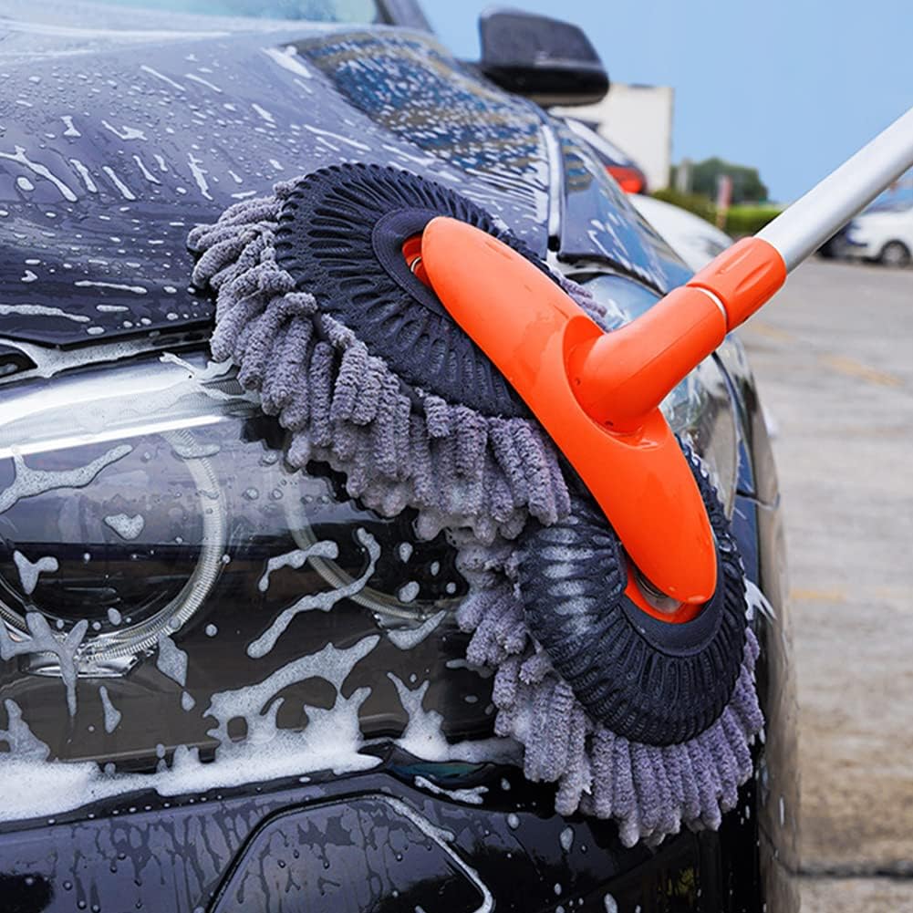 Telescoping Car Wash Brush with 360° Rotating Head & Extension Pole for Vehicles, RVs, Windows | Thomler