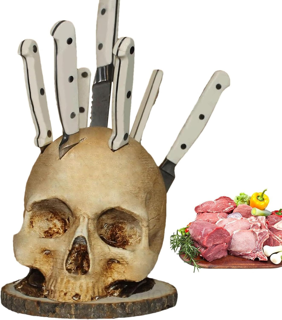 Gothic Skull Kitchen Organizer – Countertop Knife Storage with Bone Structure Design for Tools & Produce | Thomler