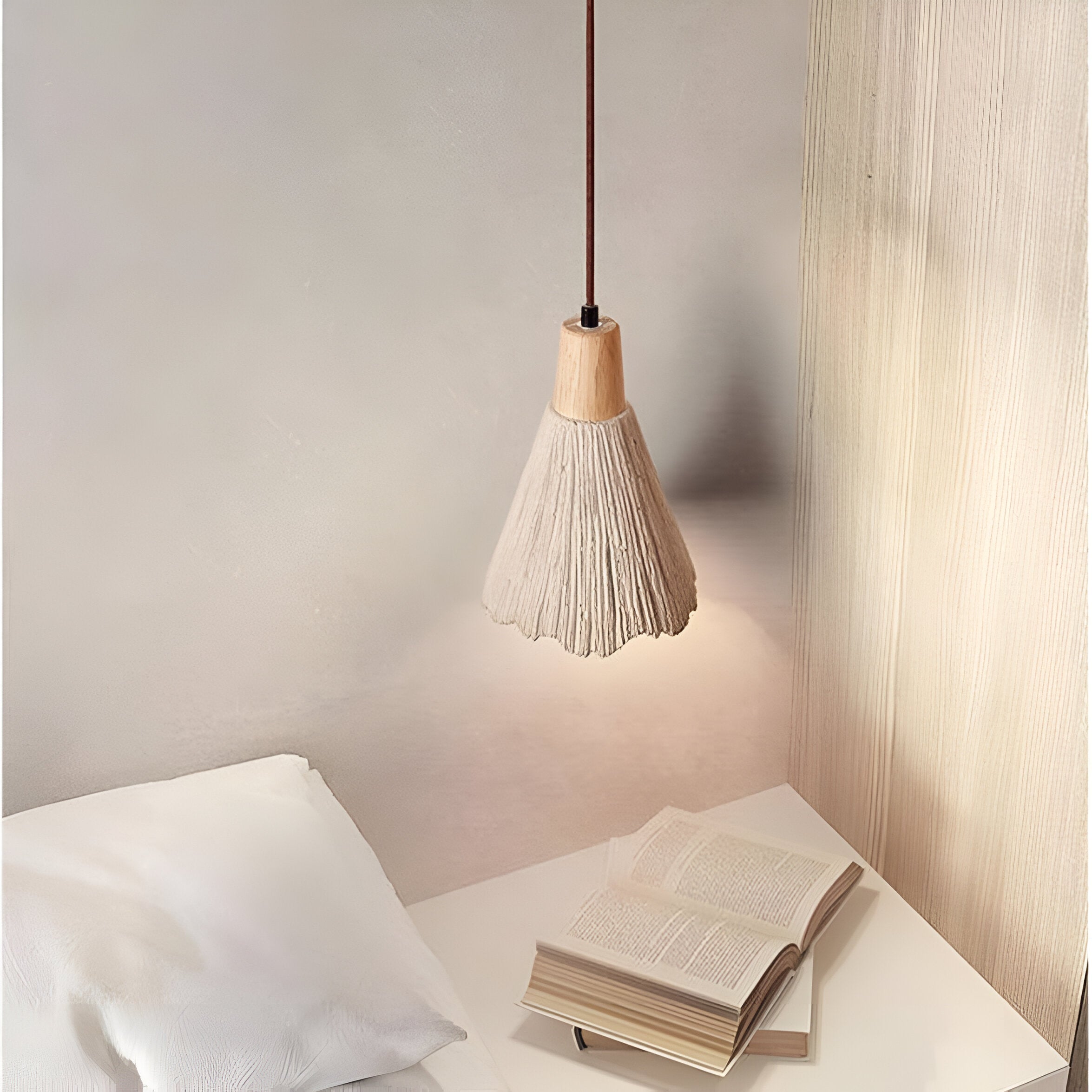 Pendant Light Cement 13.8 in Cream Dining Room Kitchen Island Hanging Ceiling Minimalist Wabi Sabi Rustic Fixture | Thomler