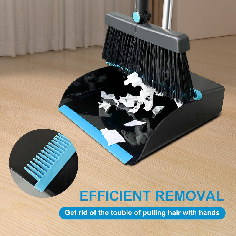 Rotating Broom and Dustpan Set with Telescoping Handle – Space-Saving Storage and Easy Floor Cleaning | Thomler