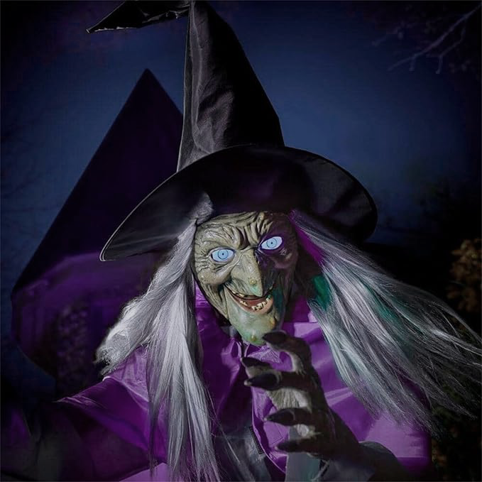 6 ft Tall Wind-Blown Witch Garden Stake for Outdoor Halloween Yard Display | Thomler