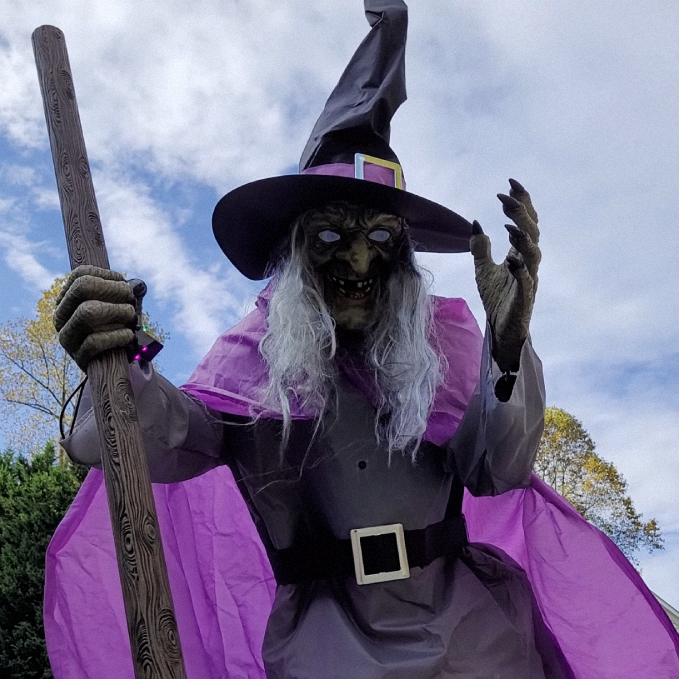 6 ft Tall Wind-Blown Witch Garden Stake for Outdoor Halloween Yard Display | Thomler
