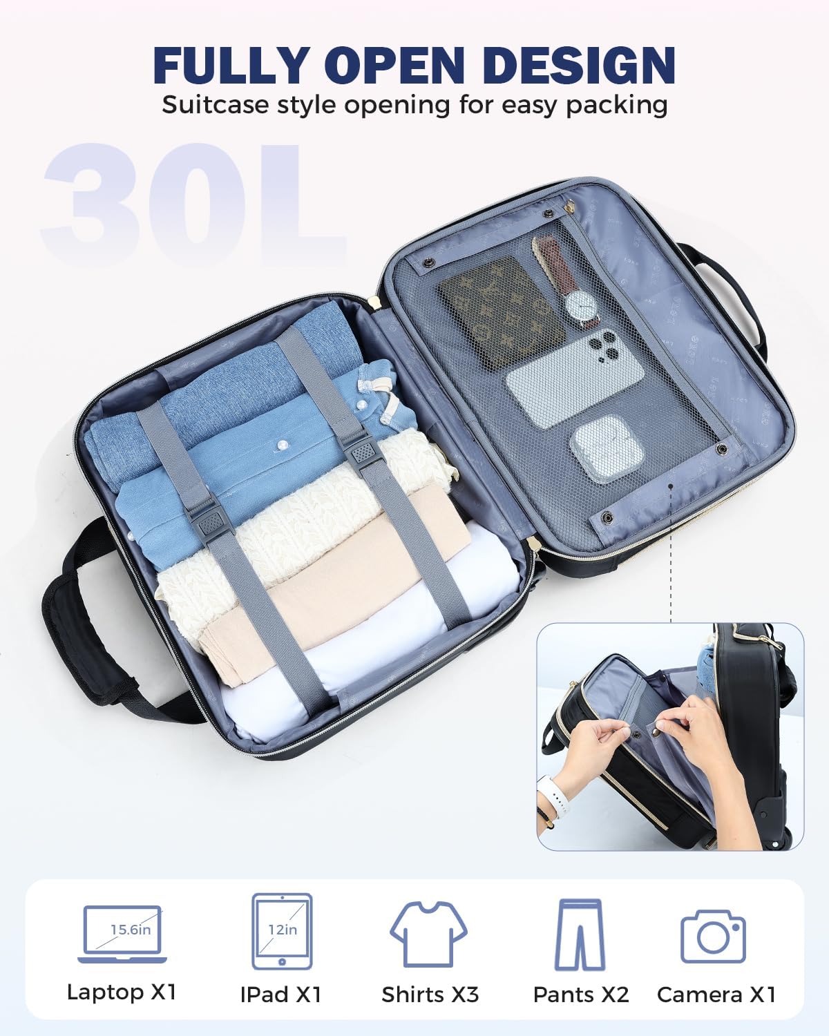 Wheeled Business Case for 15.6 in Laptops with 16 Pockets & Telescoping Handle | Thomler
