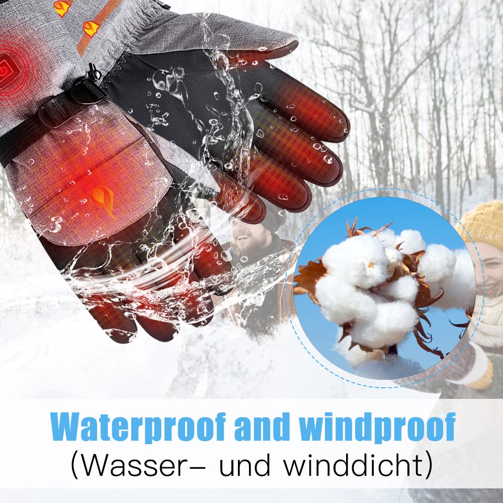 Battery-Powered Heated Winter Gloves with Touchscreen Fingers & 3 Temperature Settings for Skiing, Outdoor Work | Thomler