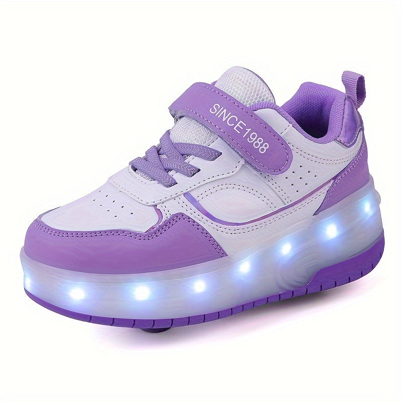 LED Light-Up Roller Skate Sneakers for Kids with Removable Wheels – USB Rechargeable Inline Shoes for Boys & Girls | Thomler