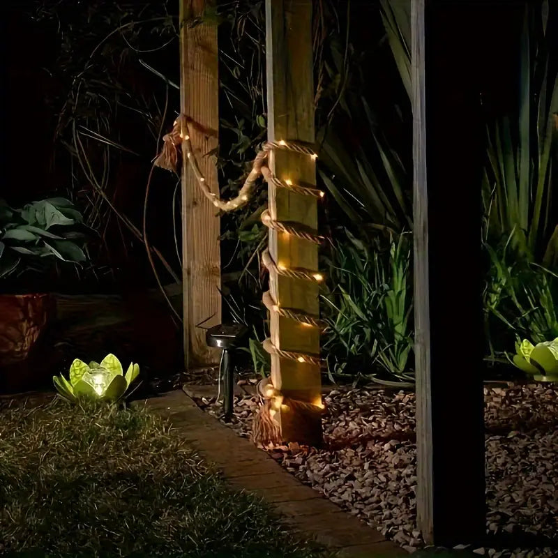 Rustic Hemp Rope LED String Lights Warm White Battery Powered Decorative Lighting for Living Room Bedroom Patio Garden Party Wedding | Thomler