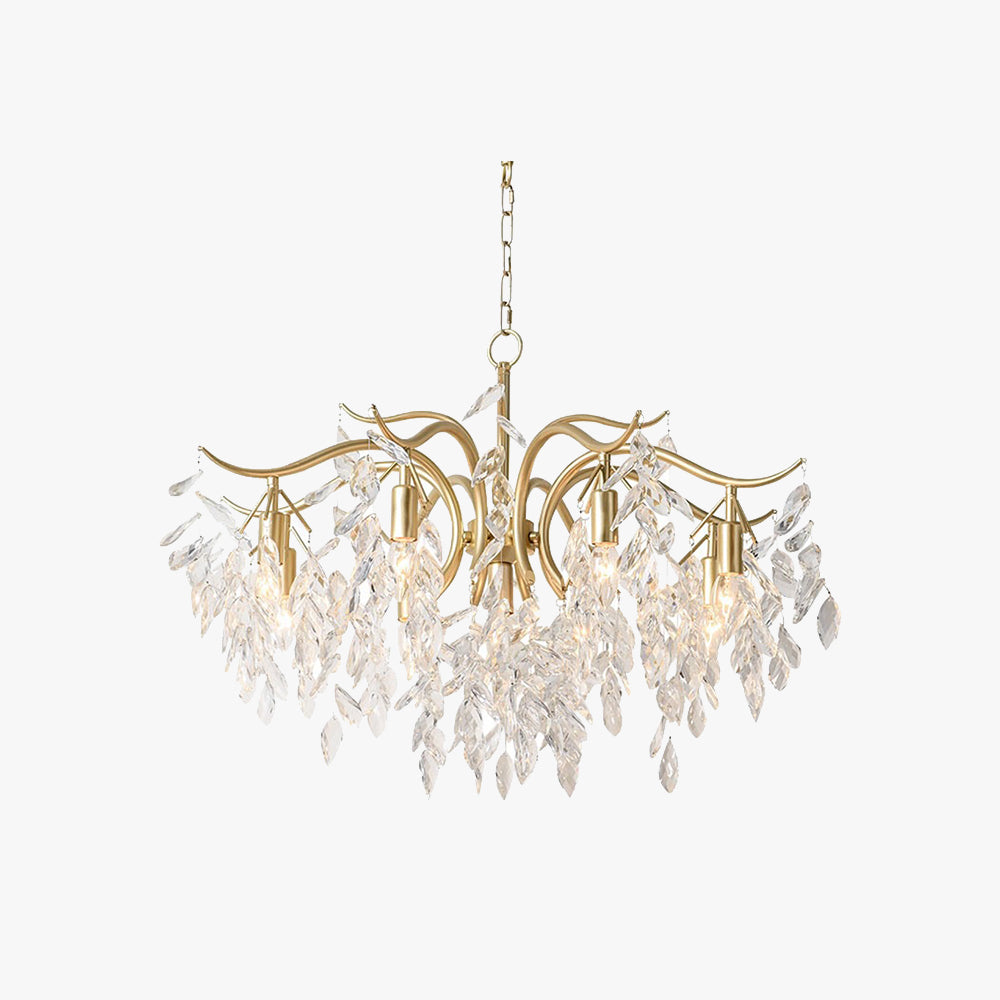 Floral Crystal Pendant Light with Metal Frame | Modern Fixture for Dining Room & Living Room | Adjustable Hanging Chandelier | Thomler