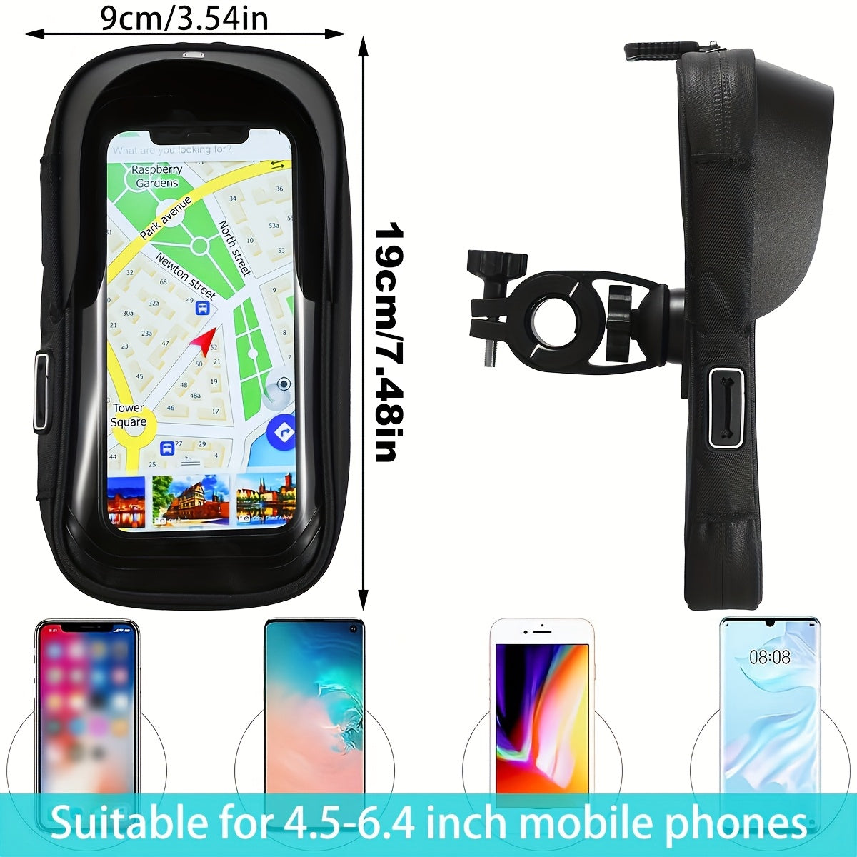 Waterproof Phone Mount for Motorcycle & Bicycle with 360° Rotation | Universal Handlebar Holder for Navigation & Music | Touch-Sensitive | Thomler