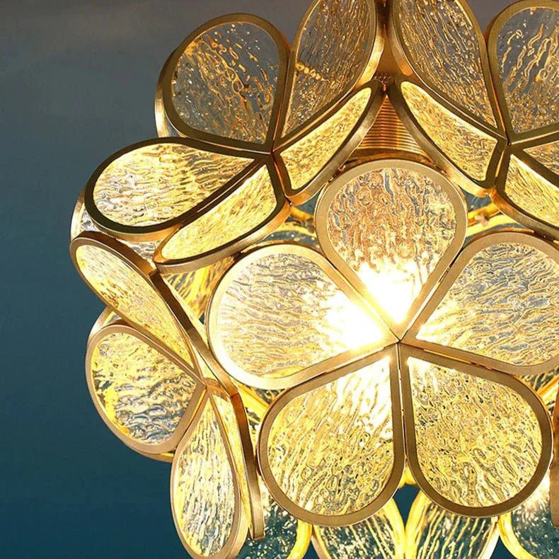 Pendant Light Glass Floral 8.7 in Warm LED Bedroom Kitchen Hanging Ceiling Lamp Adjustable Cord Modern Nordic Style | Thomler