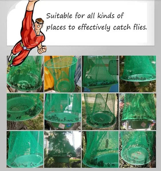 Outdoor Hanging Fly Catcher Trap with Natural Bait Compartment for Yards Barns Patios | Chemical-Free Pest Control Solution | Thomler