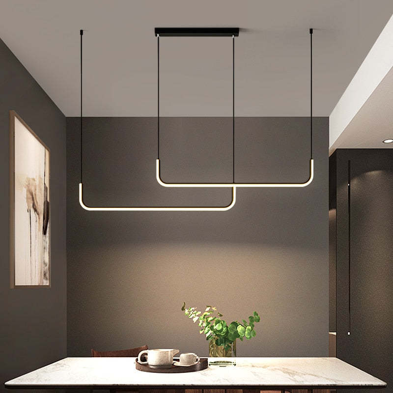 Contemporary Dual-Frame Linear LED Pendant Light for Dining & Living Rooms | Thomler