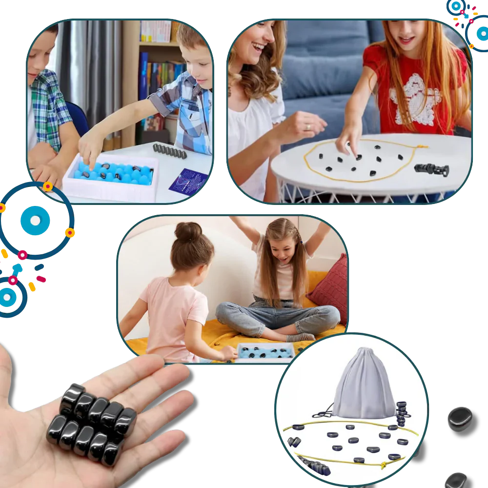 Tabletop Magnetic Repulsion Game – Strategic Spatial Puzzle for Family Gatherings, Travel-Friendly Game Night Challenge with Portable Rope B | Thomler