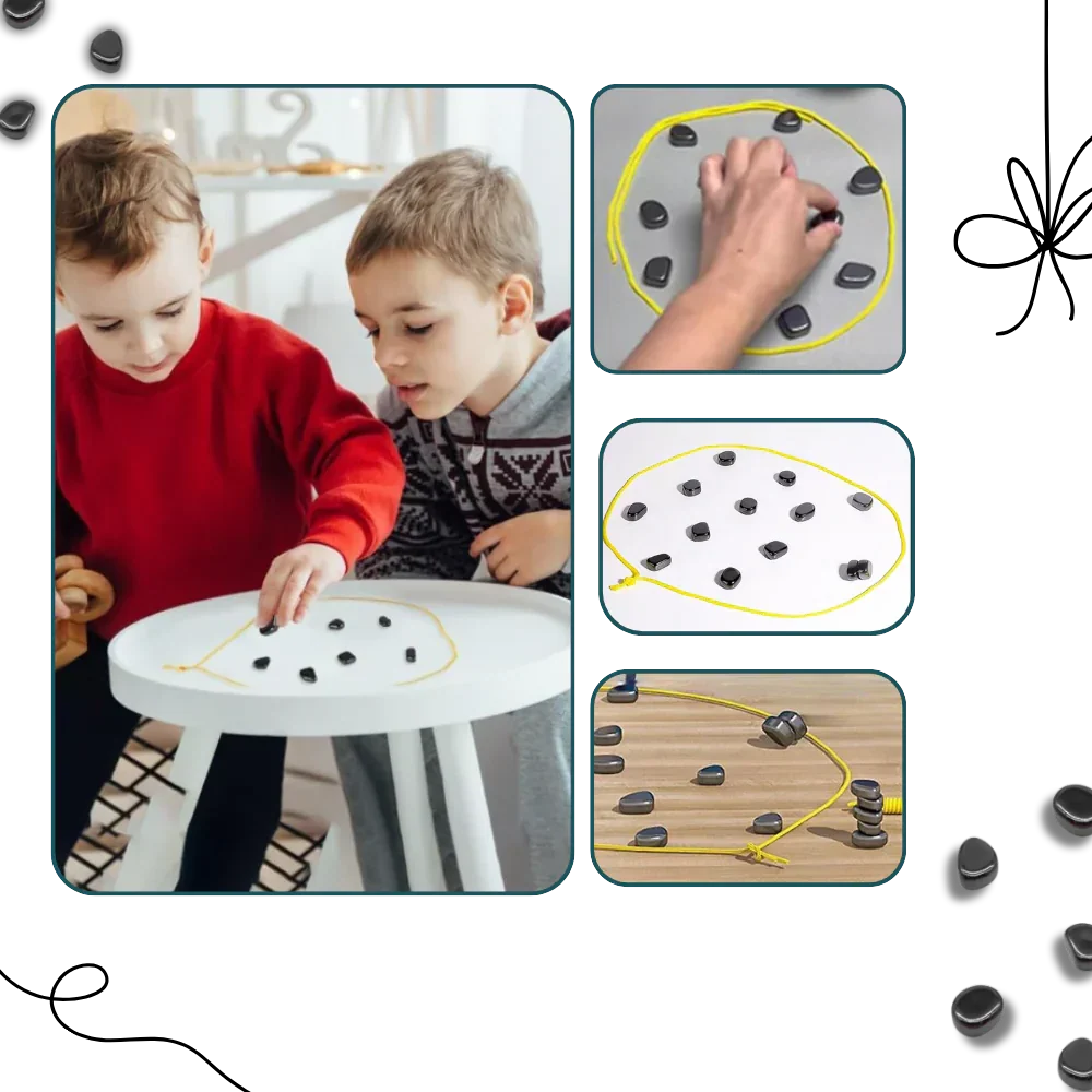 Tabletop Magnetic Repulsion Game – Strategic Spatial Puzzle for Family Gatherings, Travel-Friendly Game Night Challenge with Portable Rope B | Thomler
