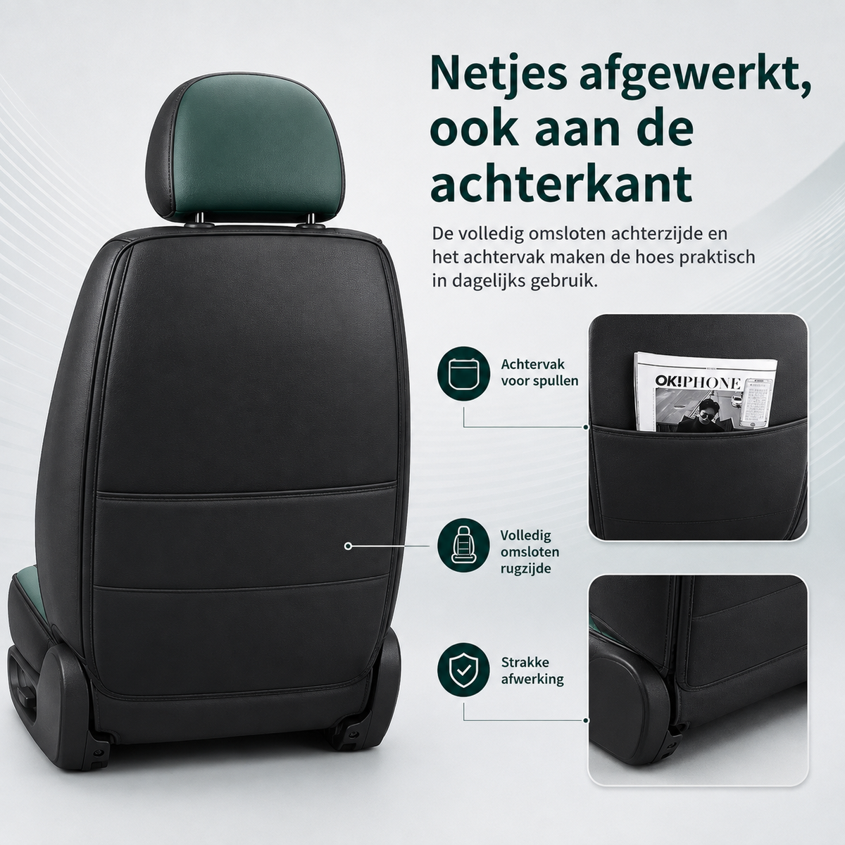 Padded Car Seat Protector Set – 11-Piece Full Coverage with Back Pocket & Airbag Cutout | Thomler