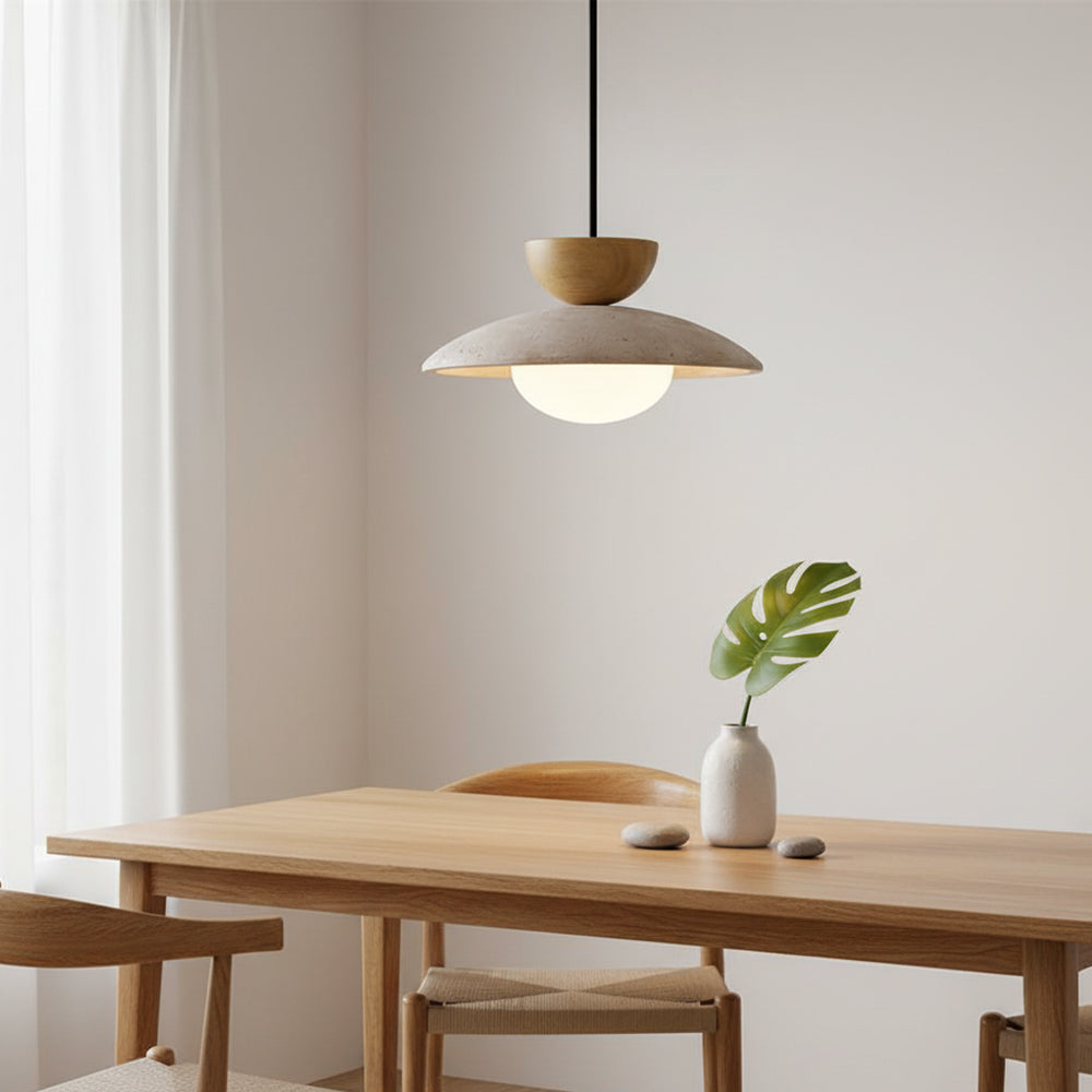 Pendant Light Travertine Glass Shade 9.8 in Modern Dining Room Kitchen Island Hanging Ceiling Lamp | Thomler