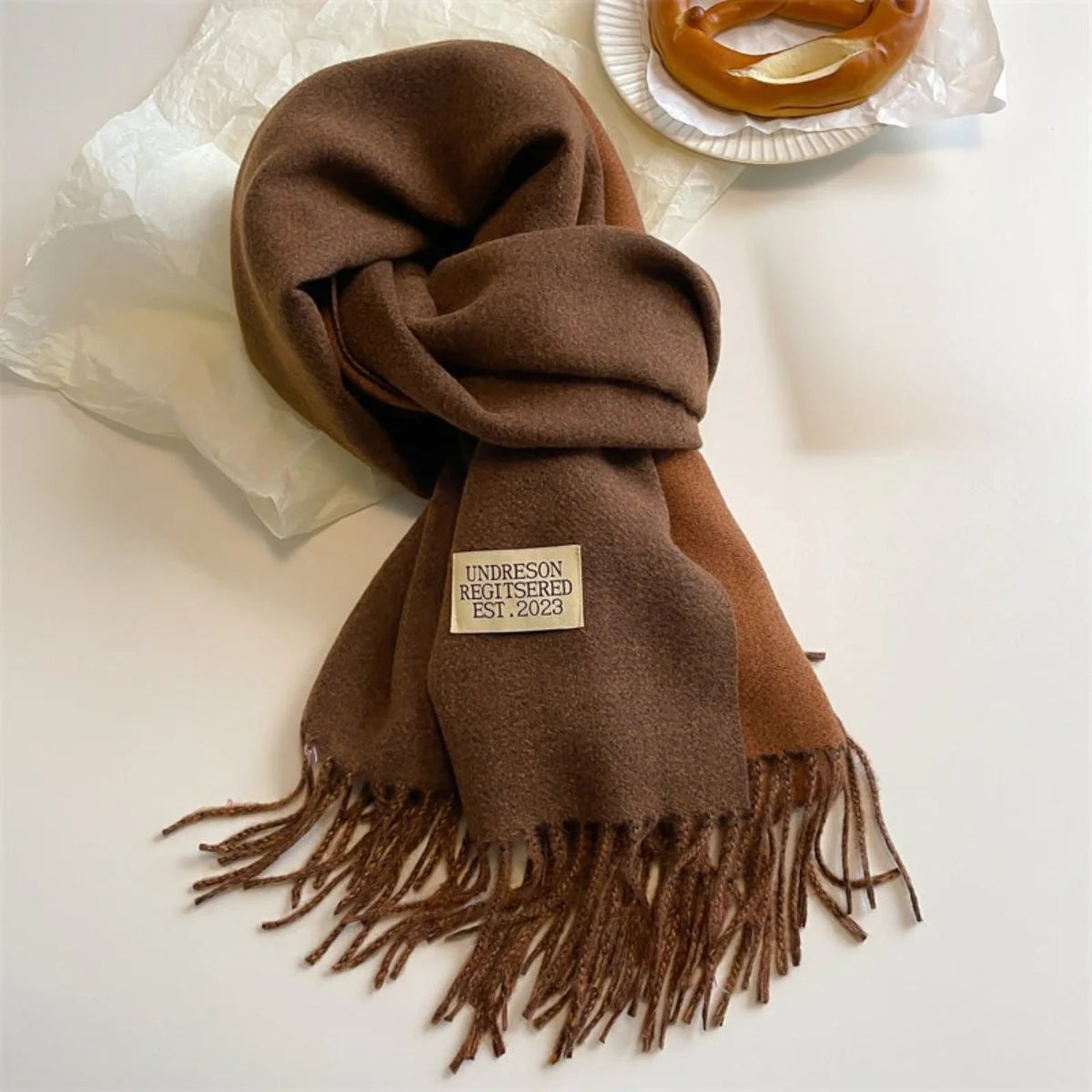 Reversible Fringed Pashmina Wrap Scarf – Soft Tassel Shawl for Women, Two-Tone Elegant Design for All Seasons | Thomler