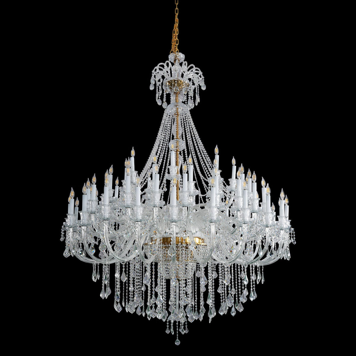 Grand Tiered Crystal Chandelier 35-90 Bulbs Dimmable LED Foyer Statement Lighting for High Ceilings Entryway Staircase Hotel Lobby | Thomler