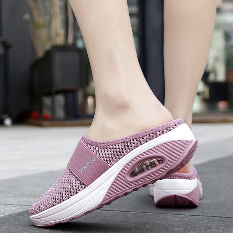 Cushioned Slip-On Sneakers with Arch Support for All-Day Walking Comfort Women's Breathable Mesh Athletic Shoes | Thomler