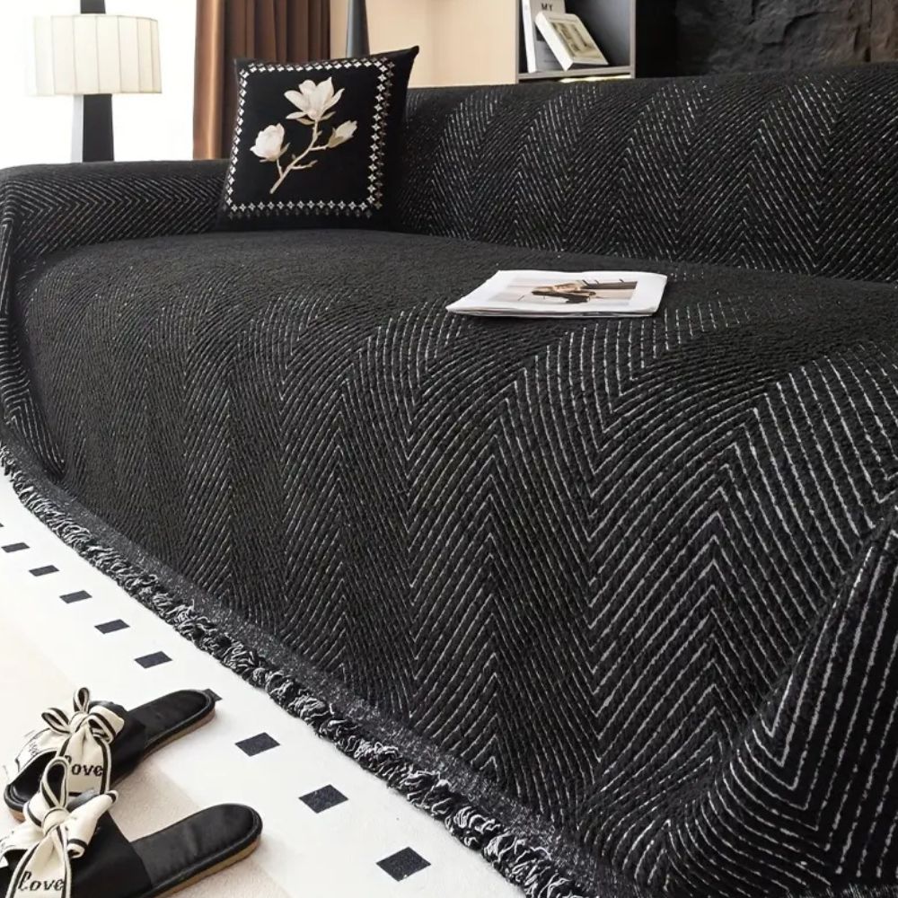Herringbone Throw Blanket for Couch – Water-Resistant Microfiber Sofa Cover, Machine Washable, Non-Slip Furniture Protector for Living | Thomler
