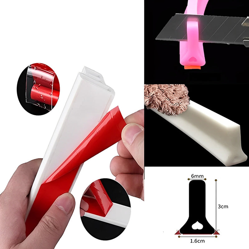 Flexible Rubber Water Dam Strip for Shower, Sink & Countertop – Self-Adhesive Threshold Barrier | Thomler