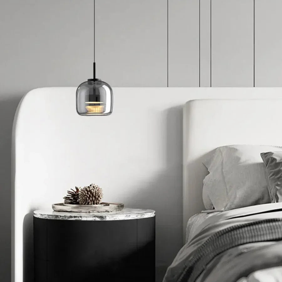 Pendant Light Glass 102.0 cm x 38.0 cm Cognac Or Smoke Grey Dining Room Kitchen Island Scandinavian Hanging Ceiling Lamp | Thomler