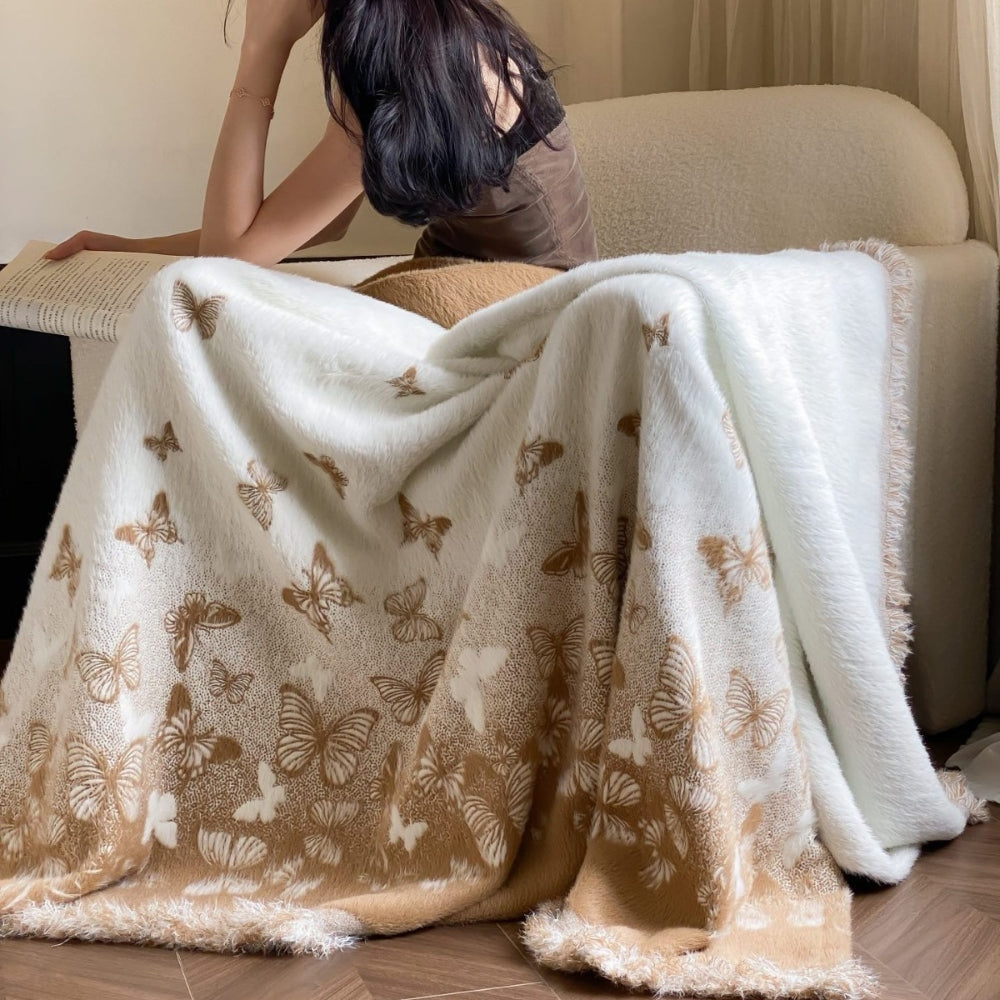 Jacquard Throw Blanket with Asian-Inspired Pattern – Soft Polyester Nylon Blend for Couch, Bed & Sofa | Thomler