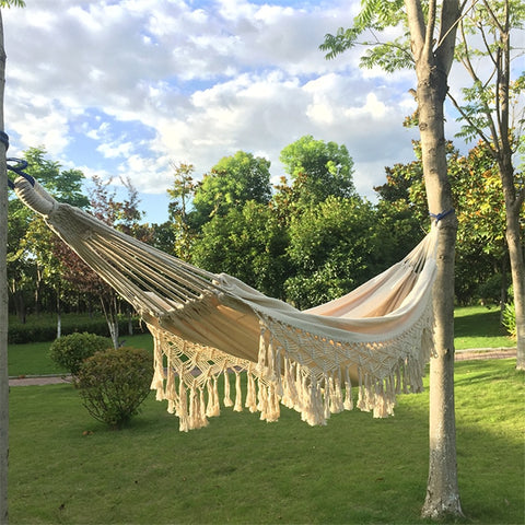Hammock Cotton 79 in x 59 in 2-Person Indoor Outdoor Patio Boho Relaxation Swing | Thomler