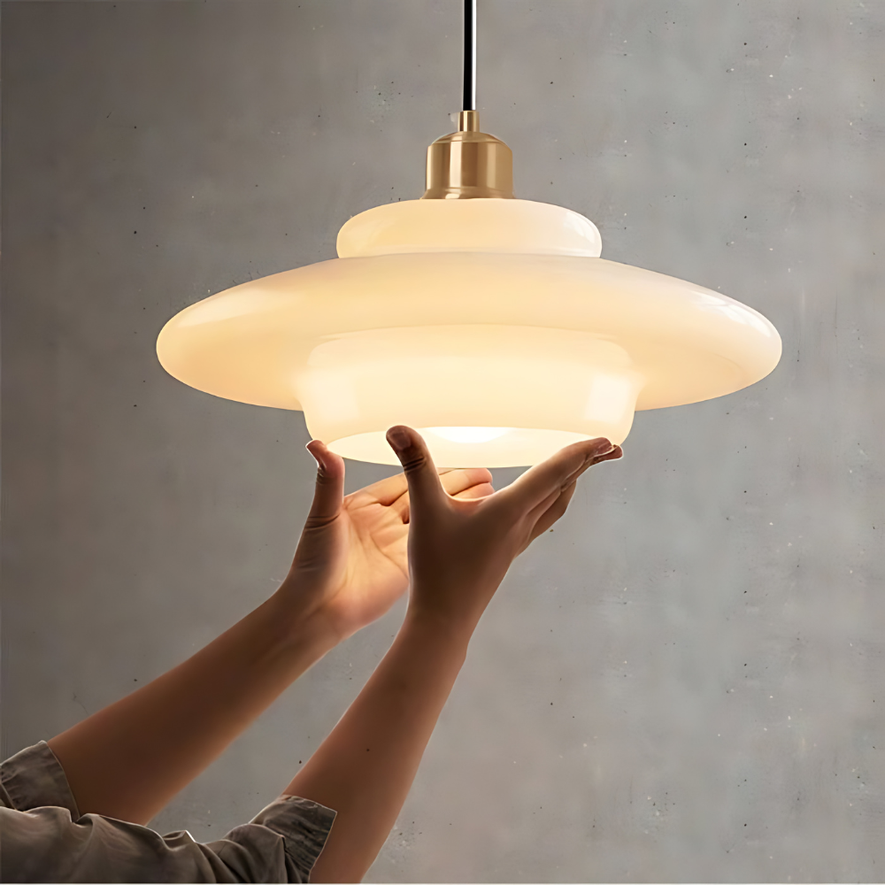 Pendant Light Brass Glass 30.0 cm Gold Dining Room Art Deco Hanging Ceiling Lamp Layered Shade E27 | Thomler