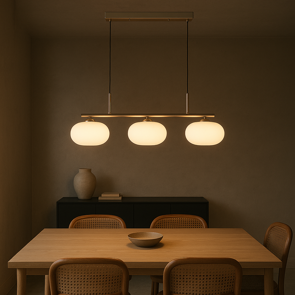 Pendant Light Glass Metal 18.0 cm 3-Head Adjustable Kitchen Island Dining Room Ceiling Lamp | Thomler