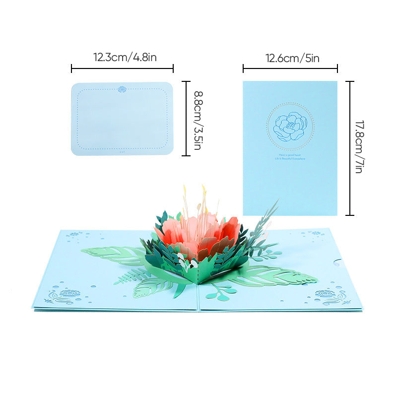 Popup Flower Greeting Card with 3D Laser-Cut Design for Mom, Grandma & Special Occasions | Thomler