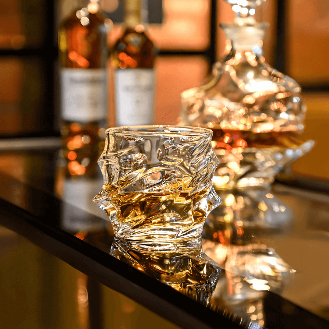 Textured Crystal Whiskey Tumbler Set – Premium Handmade Glassware for Bourbon & Scotch | Thomler