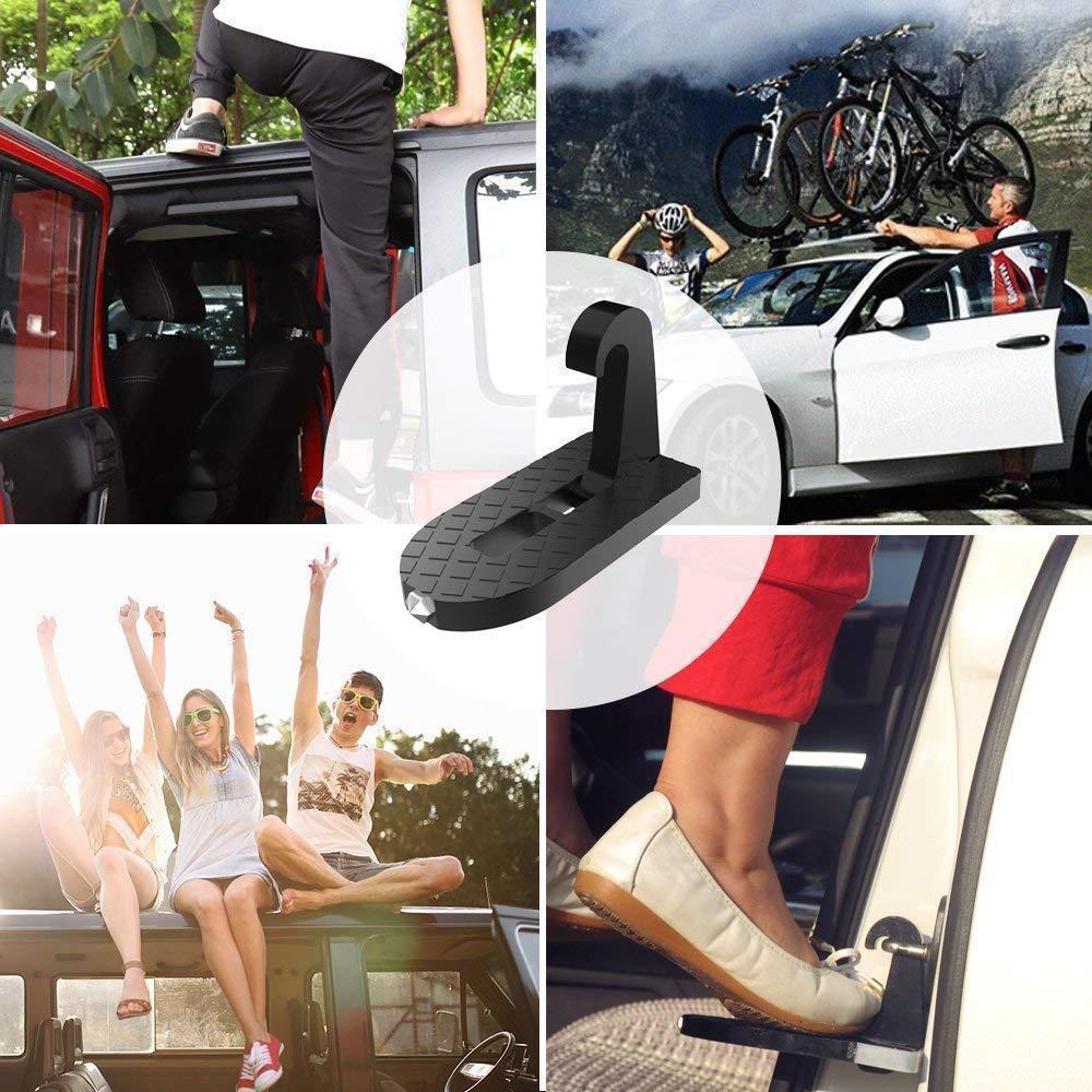 Rooftop Access Step with Emergency Glass Breaker for SUVs, Trucks & Jeeps – Foldable Aluminum Car Door Latch Hook Footstep with Protective | Thomler