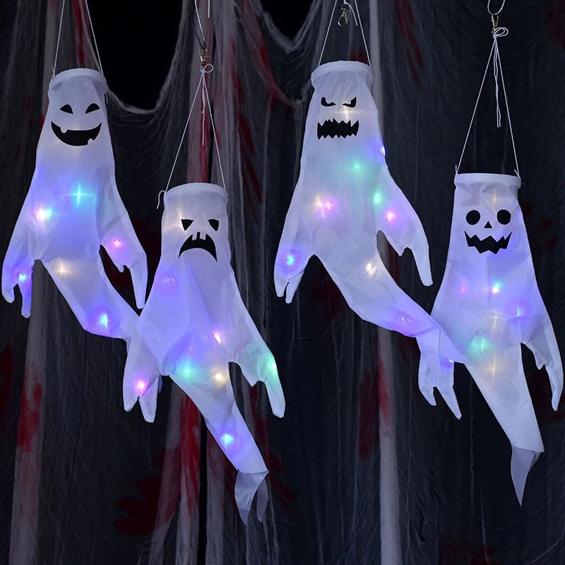 LED Illuminated Spirit Windsock Decorations for Outdoor Yards and Indoor Displays – Festive October Hanging Accents | Thomler
