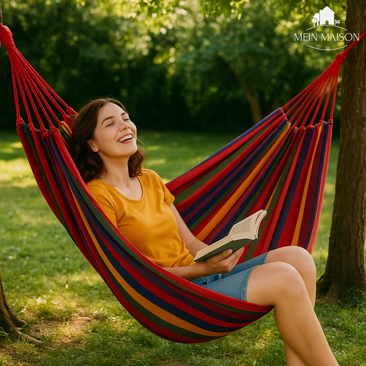Portable Canvas Hammock with Tree Straps – 440 lb Capacity, No-Tip Design, Includes Carry Bag – Outdoor Camping & Backyard Relaxation | Thomler
