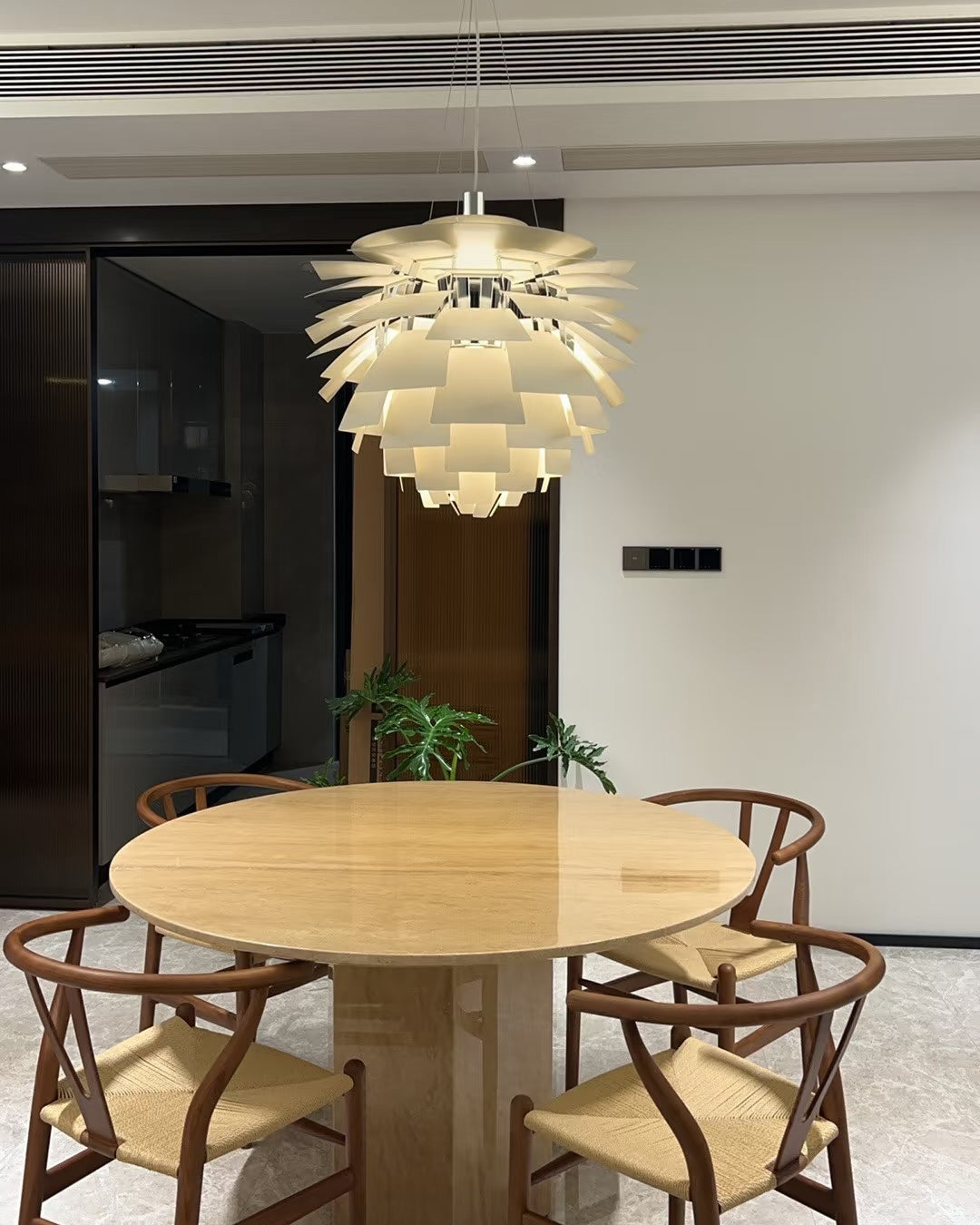 Pendant Light Metal Pinecone 20 in Adjustable Living Room Dining Area Chandelier Decorative Ceiling Fixture | Thomler