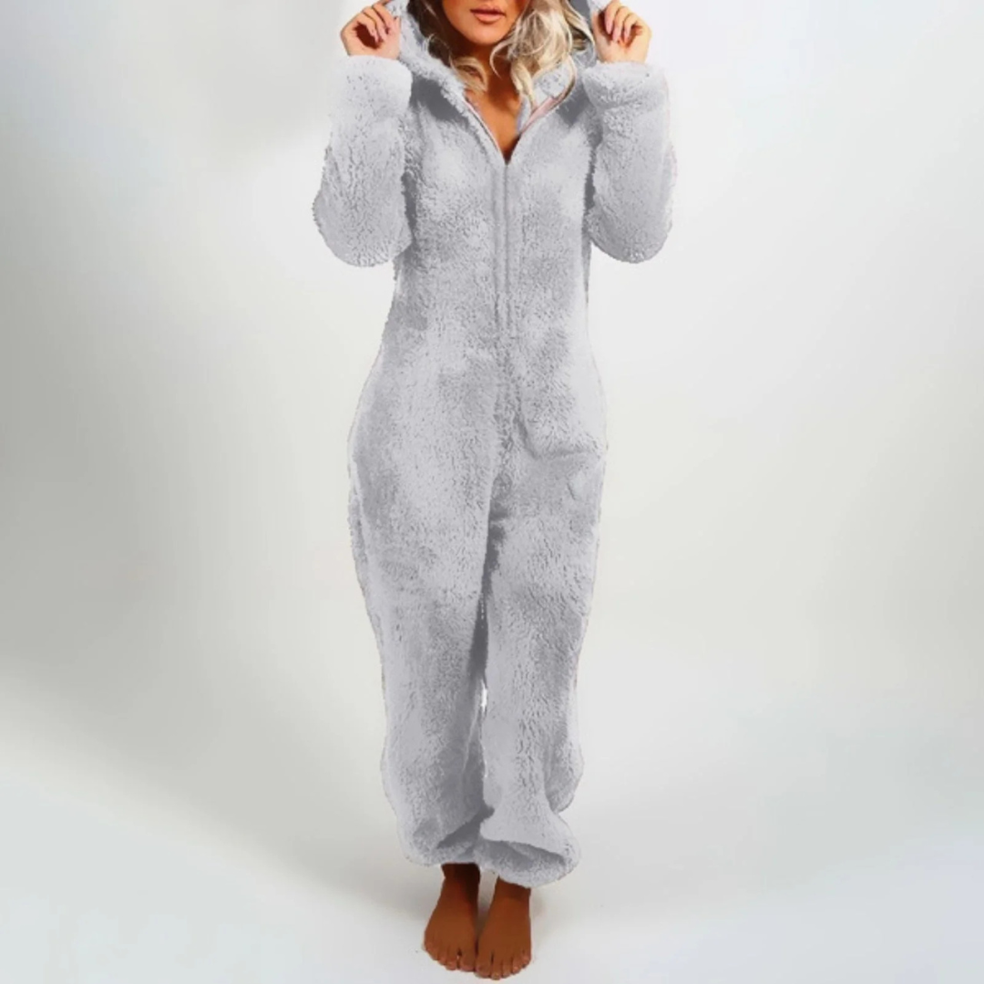 Women's Full-Zip Fleece Onesie Pajama – Plush Loungewear Jumpsuit for Winter Nights, Relaxed Fit Sleepwear for Cold Weather, Cozy Homewear | Thomler
