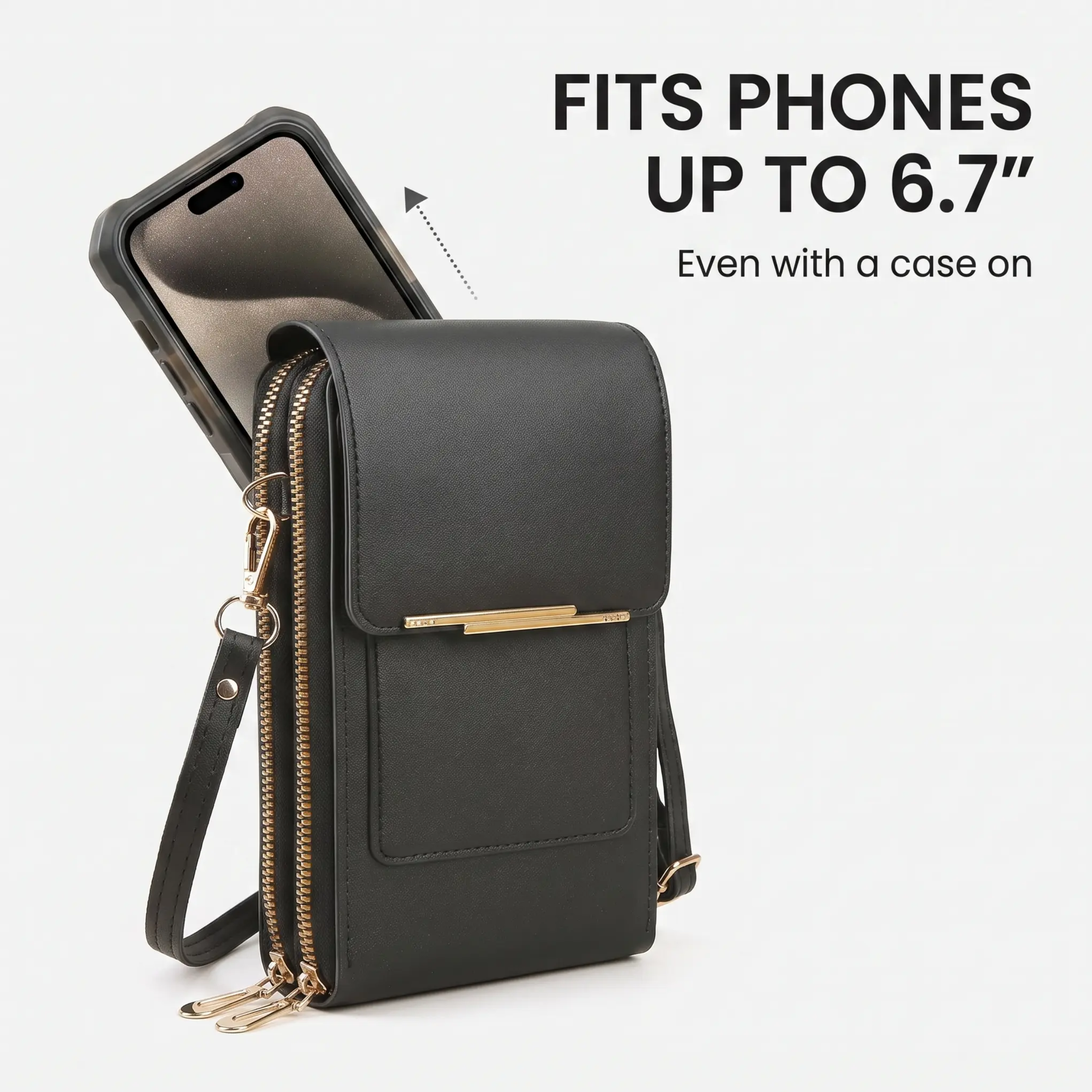 Touchscreen Crossbody Phone Wallet with RFID Blocking for Women – Holds 6.7 Inch Smartphones, Cards & Essentials | Thomler