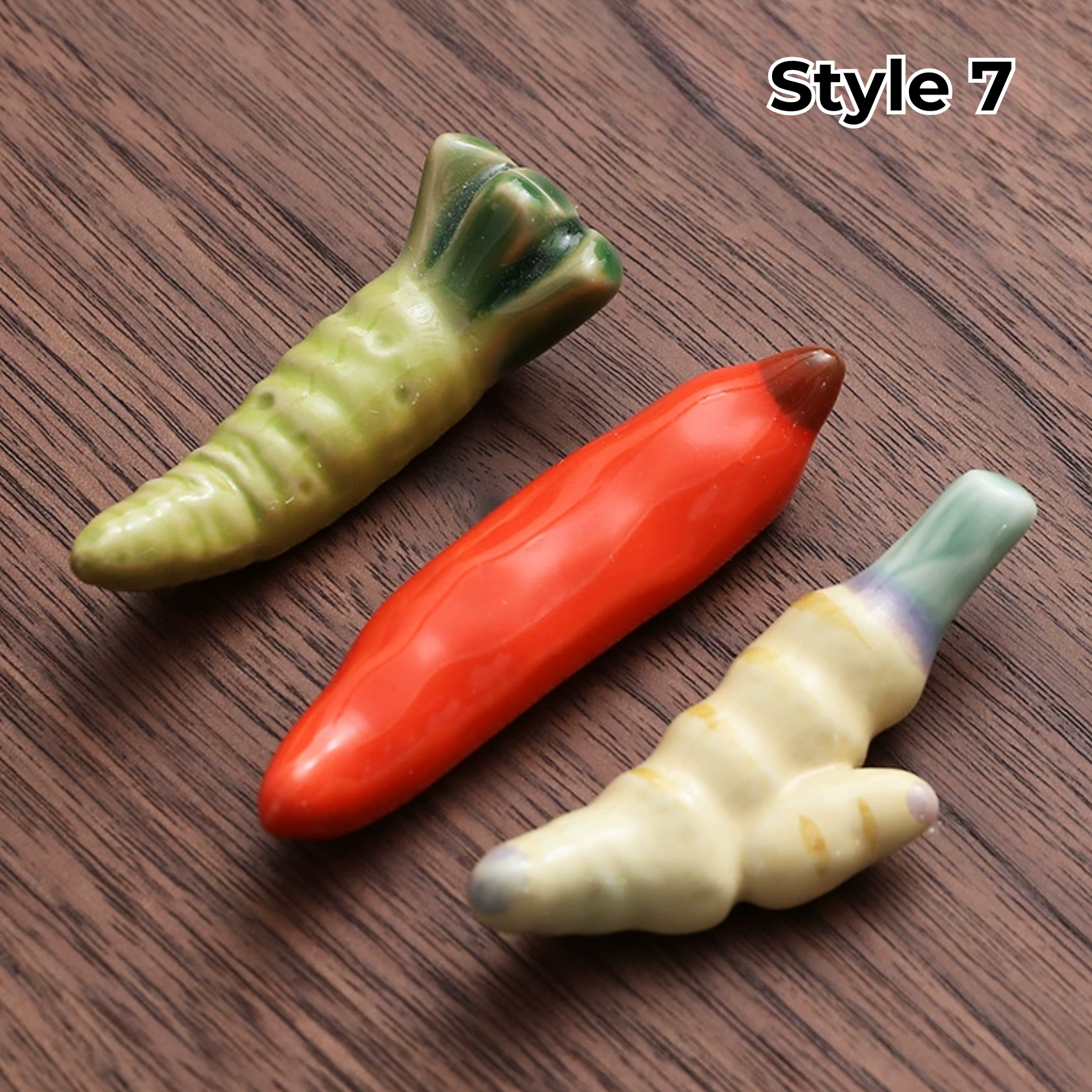 Porcelain Utensil Holders with Animal and Fruit Designs for Asian Dining – Set of 3 Decorative Tabletop Rests | Thomler