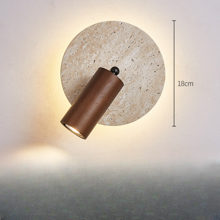 Wall Lamp Travertine Stone 7.1 in Rotatable Warm Light Bedroom Reading Accent Lighting Fixture | Thomler
