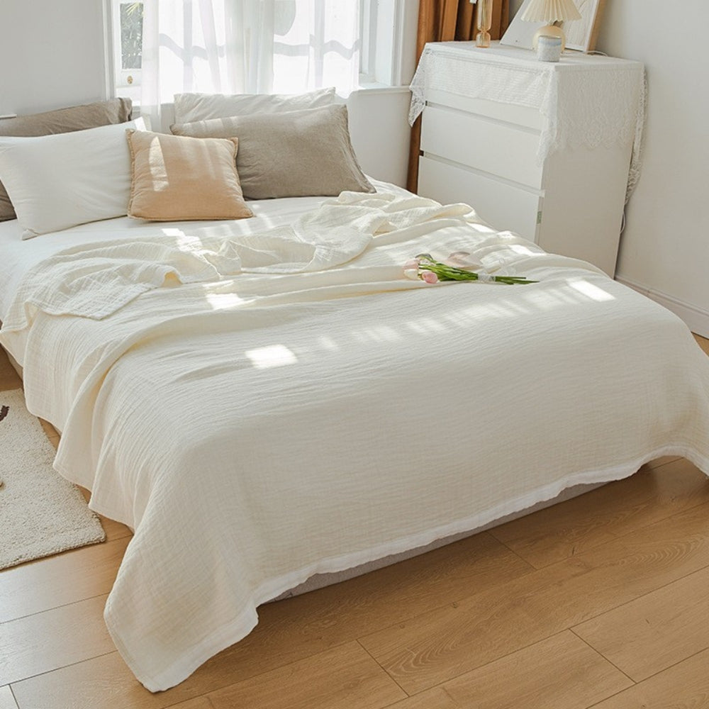 6-Layer Muslin Cotton Blanket Breathable Soft Throw Full Queen King Size for Bed Couch All-Season Lightweight Bedspread Adults Kids | Thomler