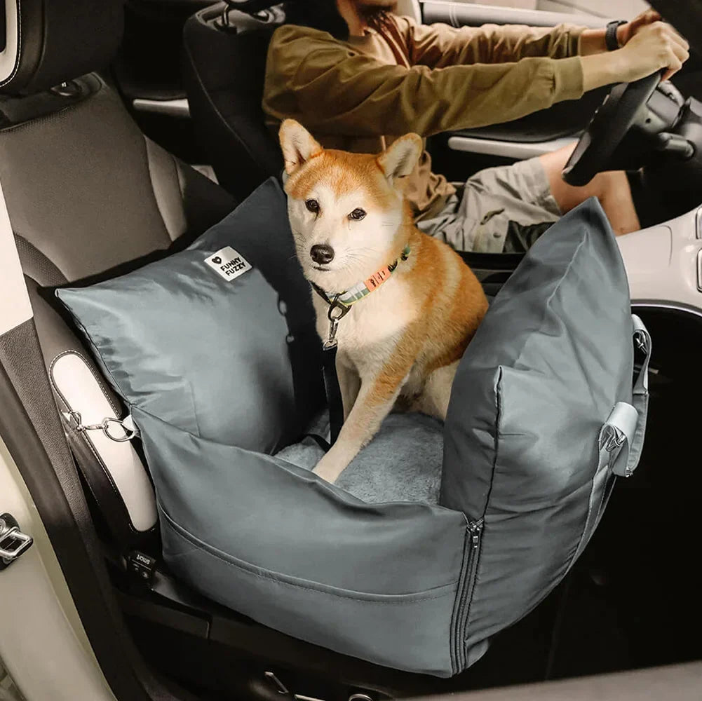 Padded Dog Car Seat Booster with Safety Harness & Side Bolsters – Waterproof Washable Pet Travel Carrier for Cars, SUVs & Travel | Thomler