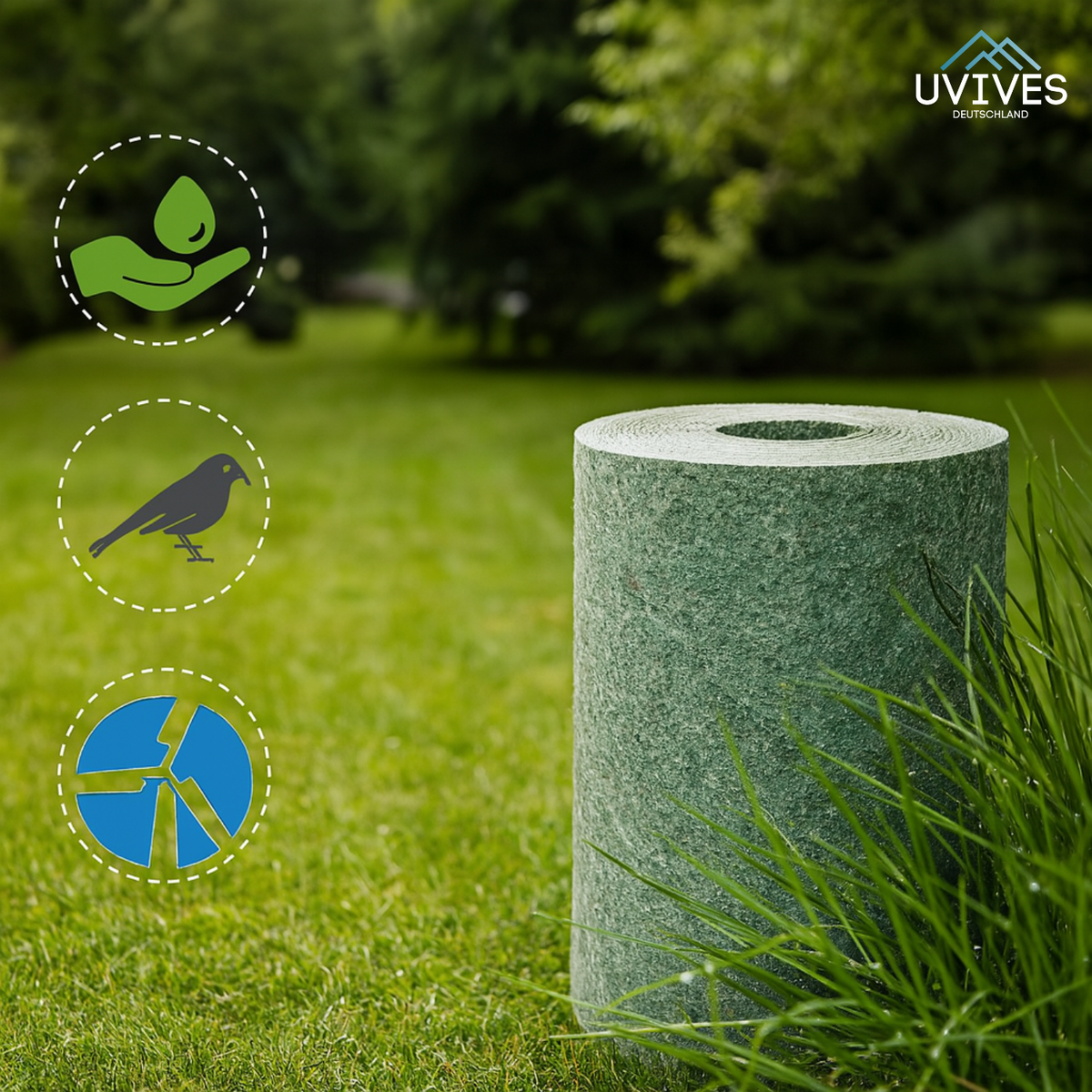 Pre-Seeded Biodegradable Grass Roll for Instant Lawn Coverage – Roll Out, Water & Grow Dense Turf for Yard Patching, Garden Restoration & | Thomler
