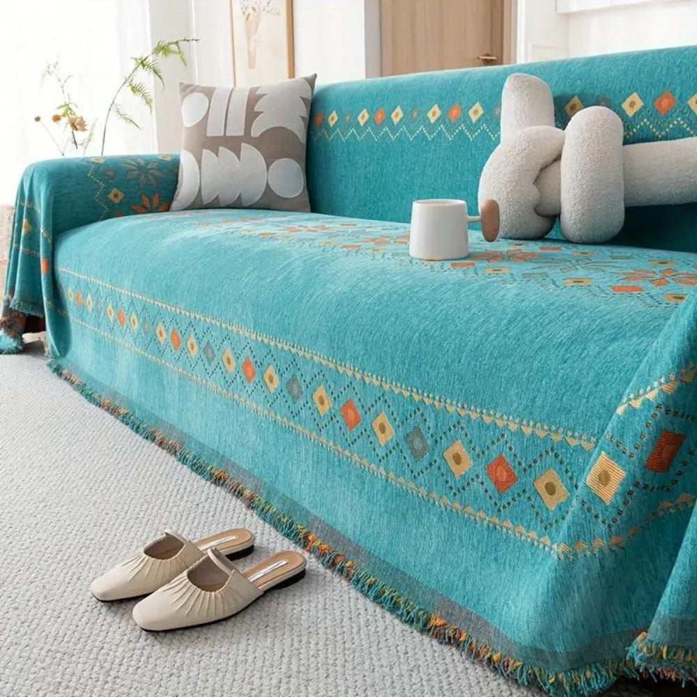 Chenille Throw Blanket with Tassels – Soft Microfiber Sofa Cover for Living Room, Bedroom & Office Décor | Thomler