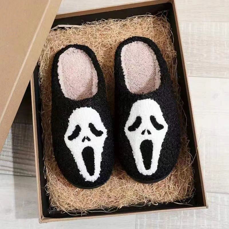 Festive Ghost & Jack-O'-Lantern Indoor Slippers for Halloween – Plush Memory Foam Comfort Footwear | Thomler