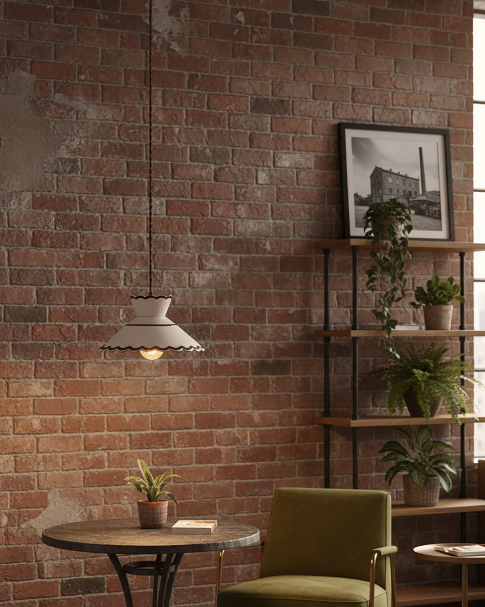 Pendant Light Ceramic 9.6 in Cream Vintage Dining Room Kitchen Island Hanging Ceiling Lamp | Thomler
