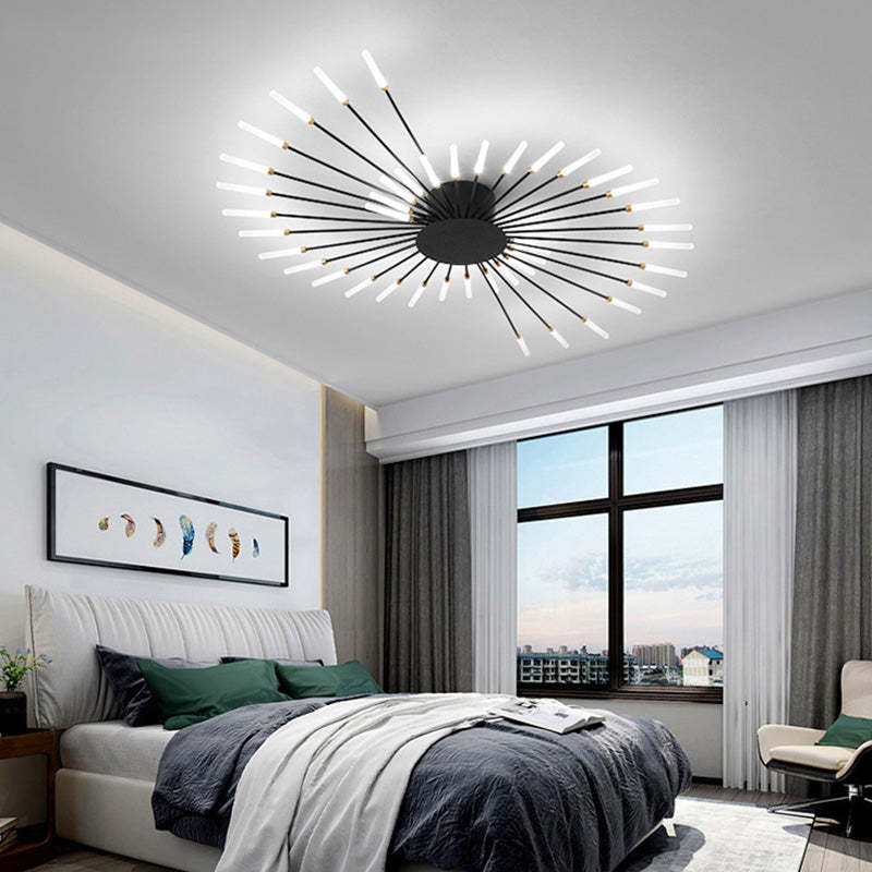 Starburst Flush Mount Ceiling Light Black Gold Modern Firework LED Fixture Bedroom Living Room Natural White Hardwired Indoor | Thomler