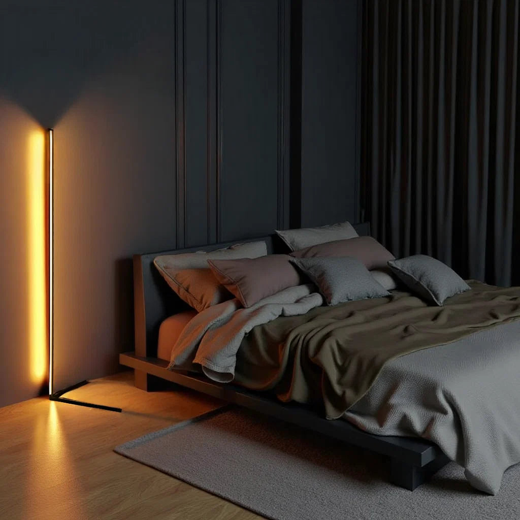 Modern RGB LED Floor Lamp with Remote | Adjustable Warm White & Color Changing Standing Light for Living Room Corner & Home Ambiance | 24W | Thomler