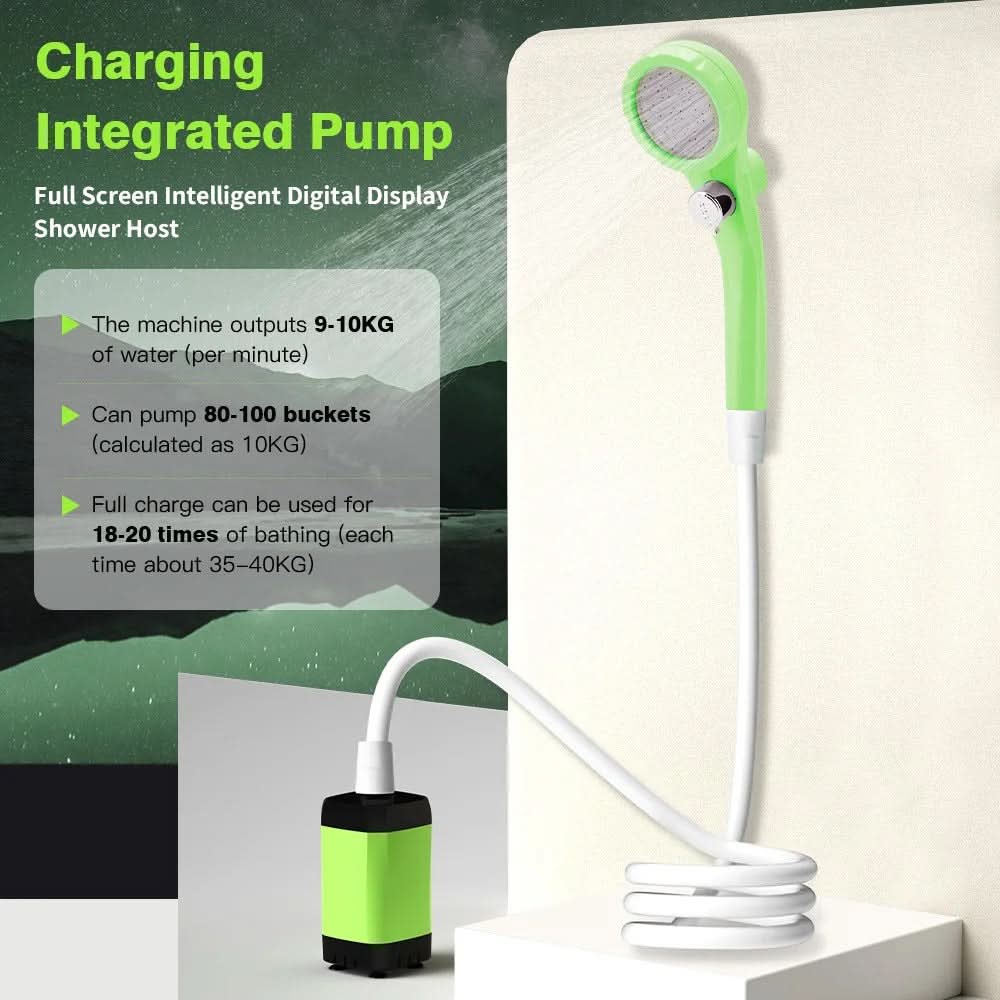 Rechargeable Camp Shower Pump with Digital Screen for RV & Outdoor Travel | Thomler