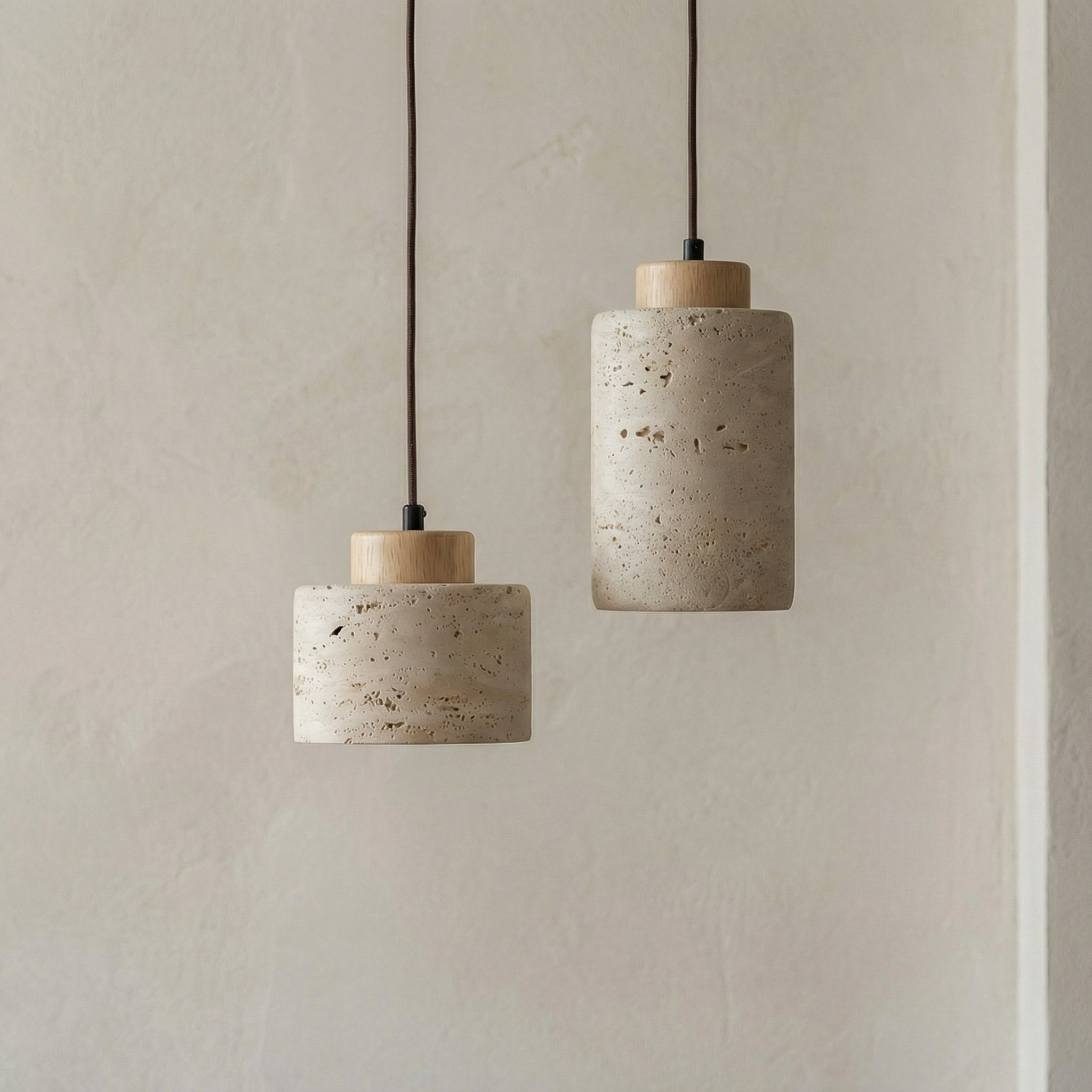 Textured Stone Shade Hanging Light with Natural Grain Finish for Kitchen Island Dining Room Modern Minimalist Ceiling Fixture | Thomler